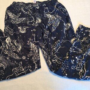 Victoria's Secret S Small Navy Pegasus Horse Equestrian Flannel PJ Pajama Pants